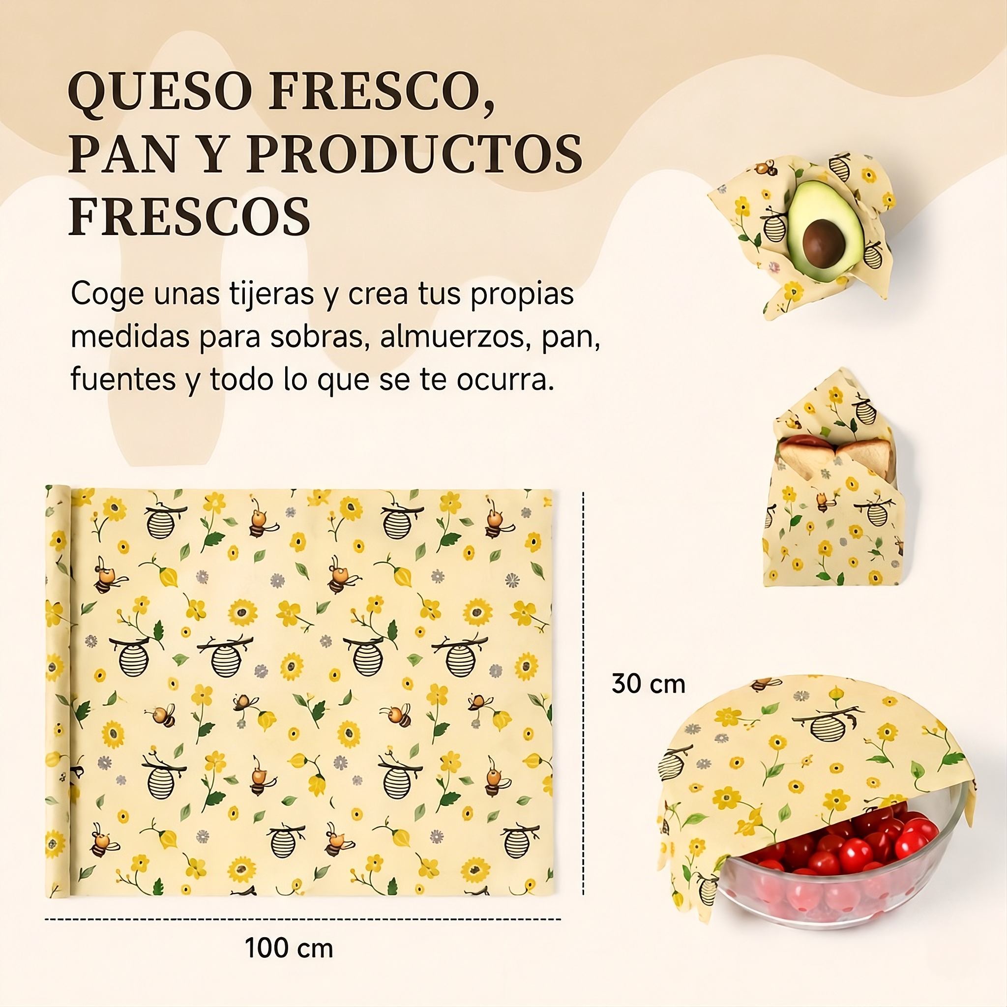 Film alimentario reutilizable de cera de abeja - Ecológico y sostenible